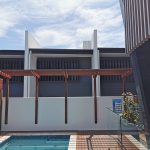 The Spotted Gum Cantilever Pergola has been added to the pool area for this residence at The Grange.