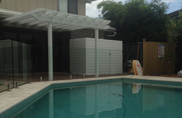White Pergola With Spotted Gum Decking