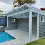 The Front Cantilever overhang looks beautiful on this Pergola style of Cabana. A splayed Pergola profile has been selected and it looks fantastic!