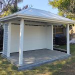 This gorgeous Garden Cabana has VJ lined internal walls, short side return walls and a stunning VJ lined ceiling with exposed rafters.