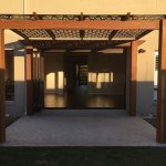 Spotted Gum Timber Pergola with Decorative Aluminium Screening