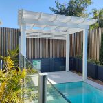 The Pergola looks fantastic fit into the pool area in contrast to the painted Pine fence to the rear and sides of the pool.