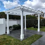 This lovely white Pergola has a Scotia profile that matches existing Pergole Profiles in the window boxes.