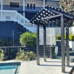 This Pool Entrance Arbour looks fantastic at this residence in Hamilton. The new Pine Arbour painted black was the next item to be added to this exciting pool reno following this the pool fencing and gates will be added.