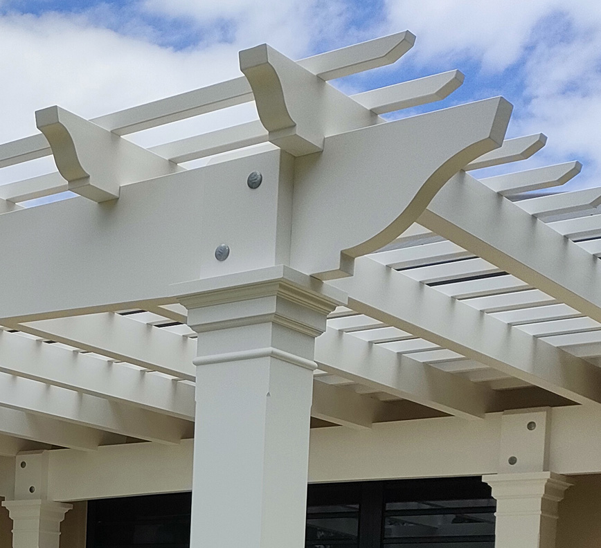 This Decorative Statement Pergola finishes off the corner of this residence perfectly and has become one our our most favourite builds.